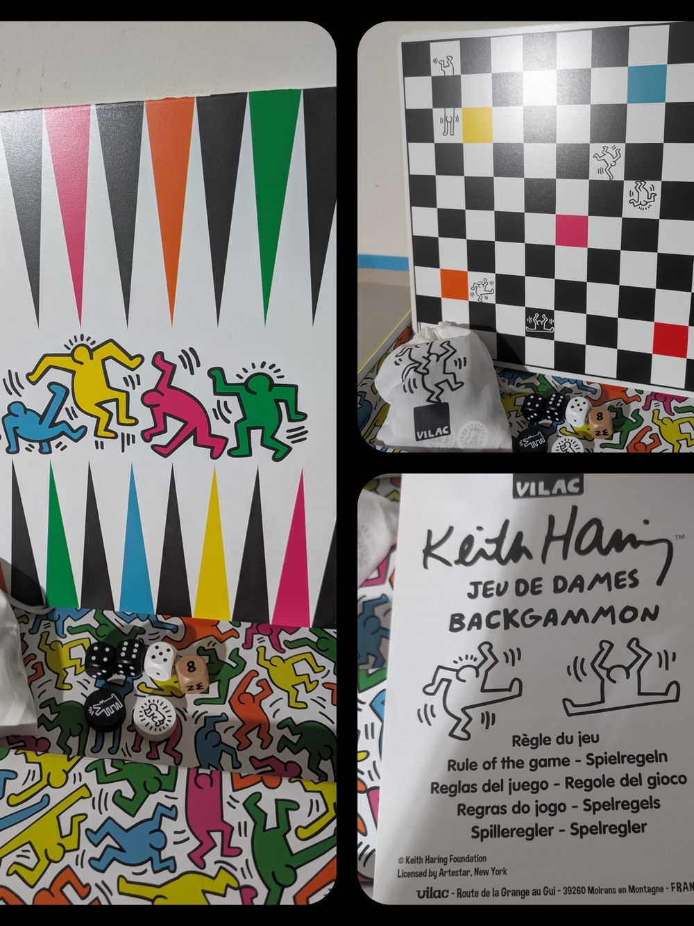VILAC Keith Haring Backgammon & Checkers Set — Bright Multicolor Artwork